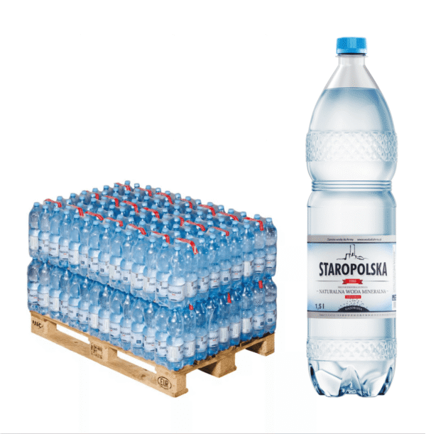 Woda Staropolska 1,5l gazowana – Połowa palety 252 szt.