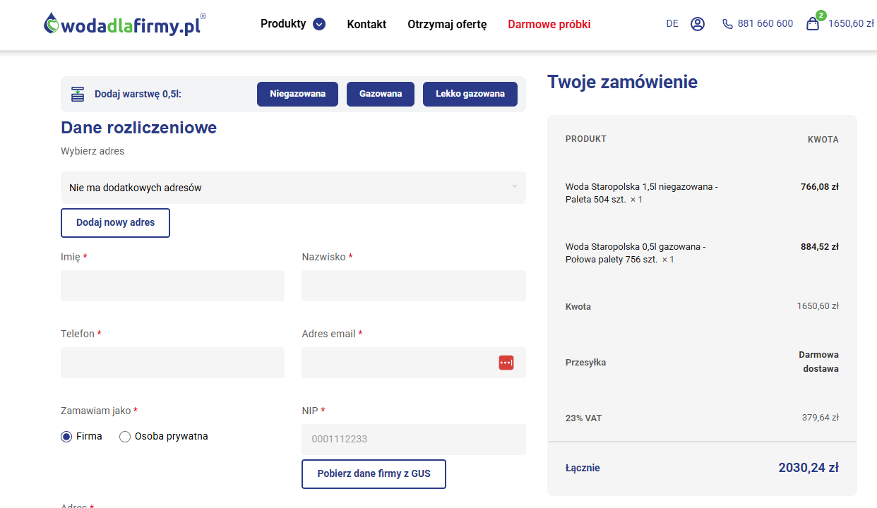 dodawanie nowych adresów